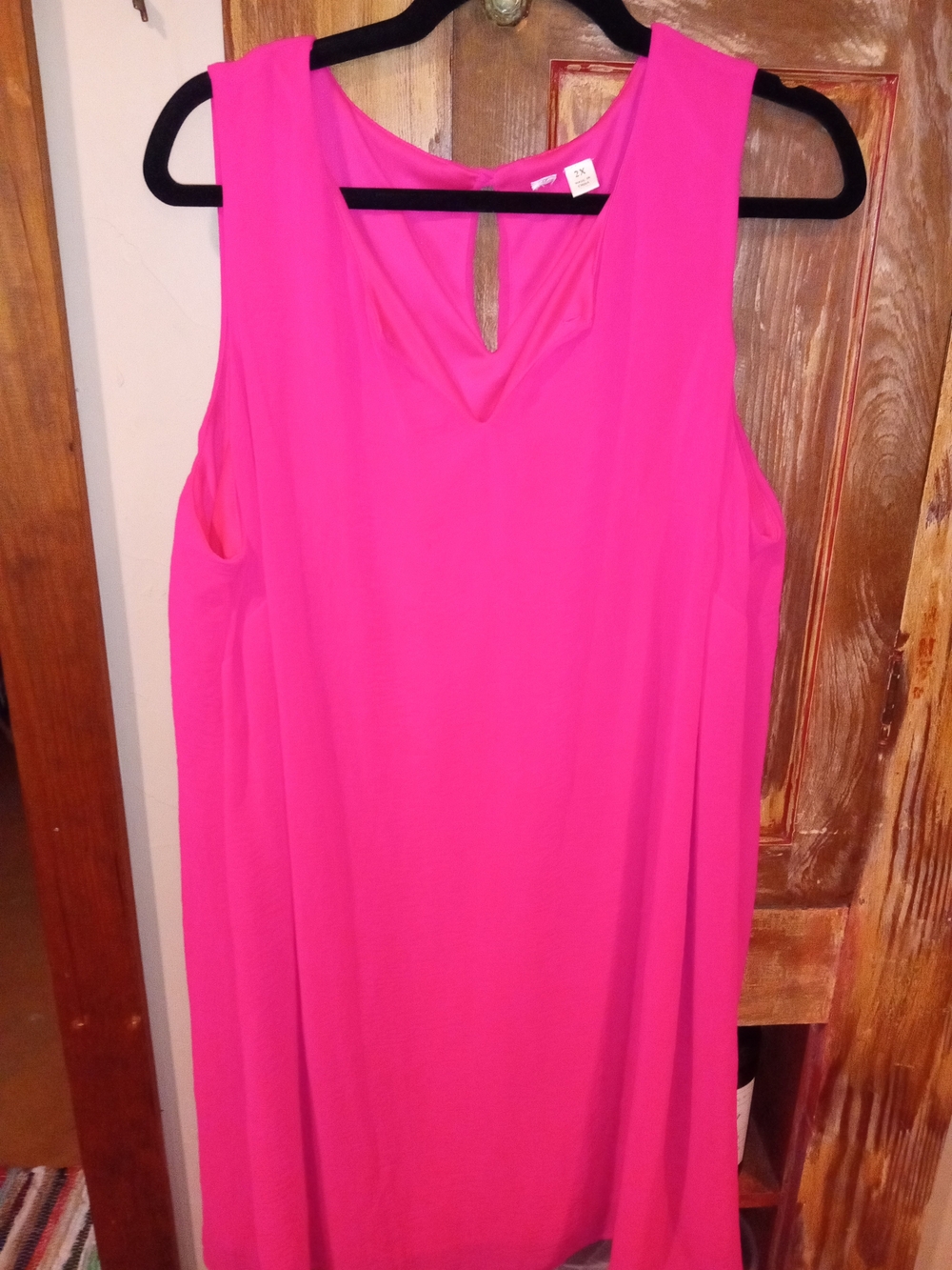 Tacera Bright Hot Pink Sleeveless Shift Dress